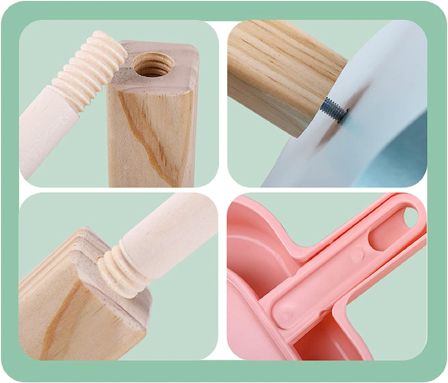 Juego de limpieza madera rosado