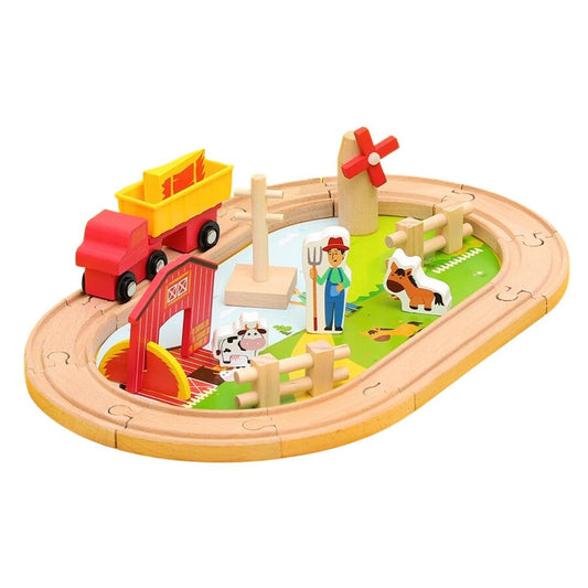 Pista con camión y granja en madera