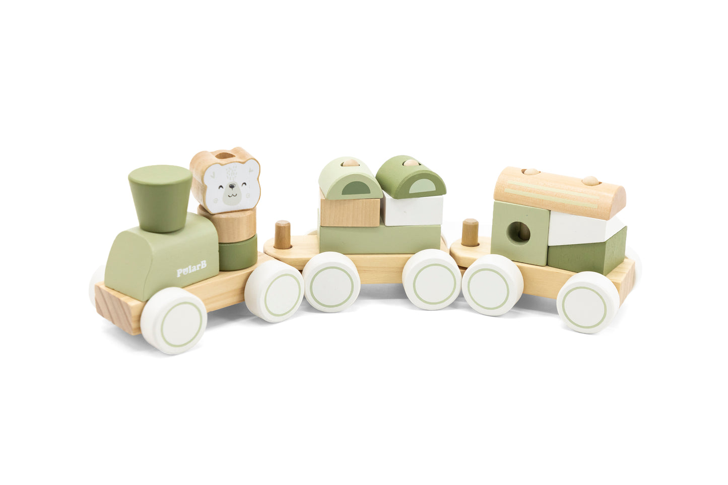 Tren de madera apilable verde PolarB