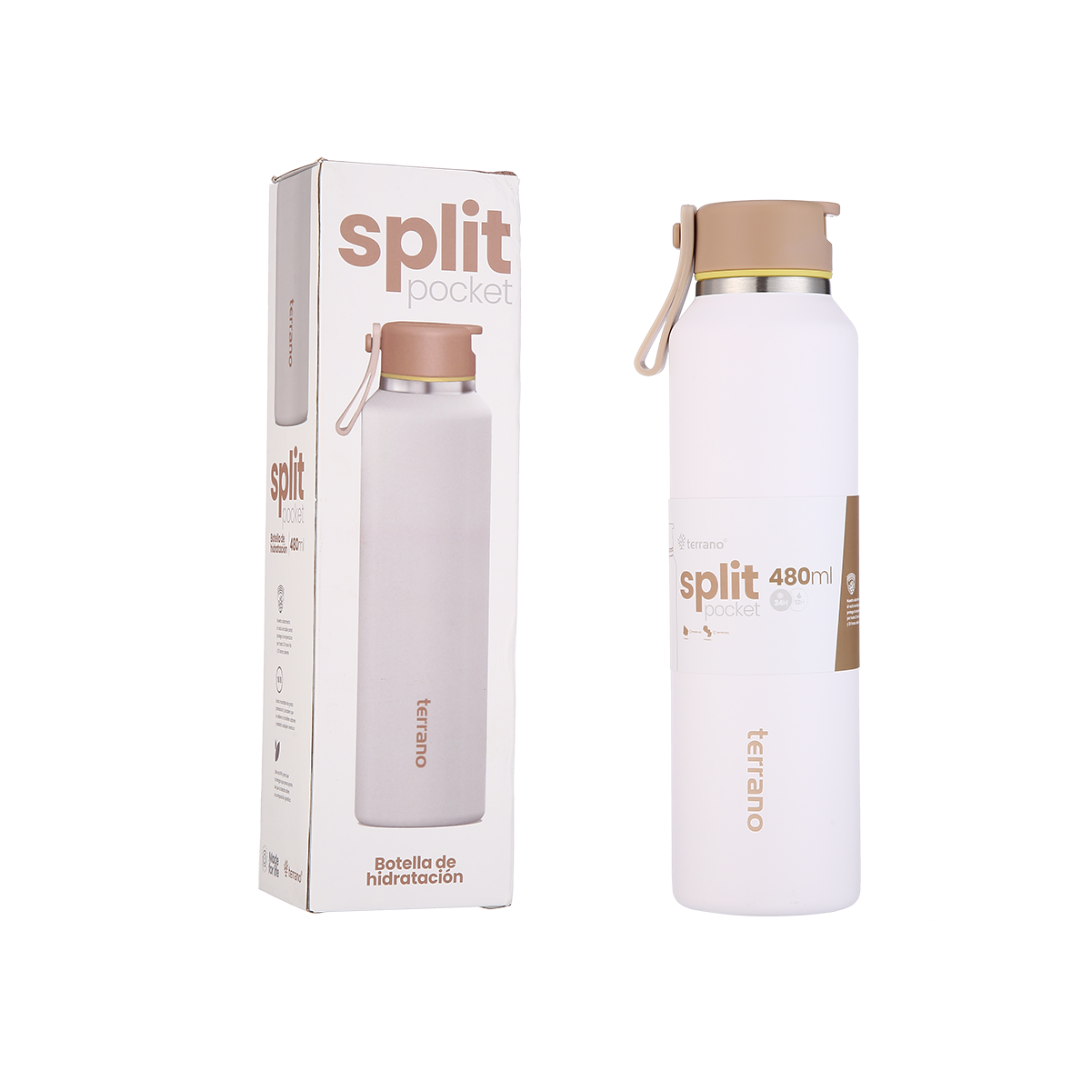 Botella Térmica Split Pocket 480ml - Blanco