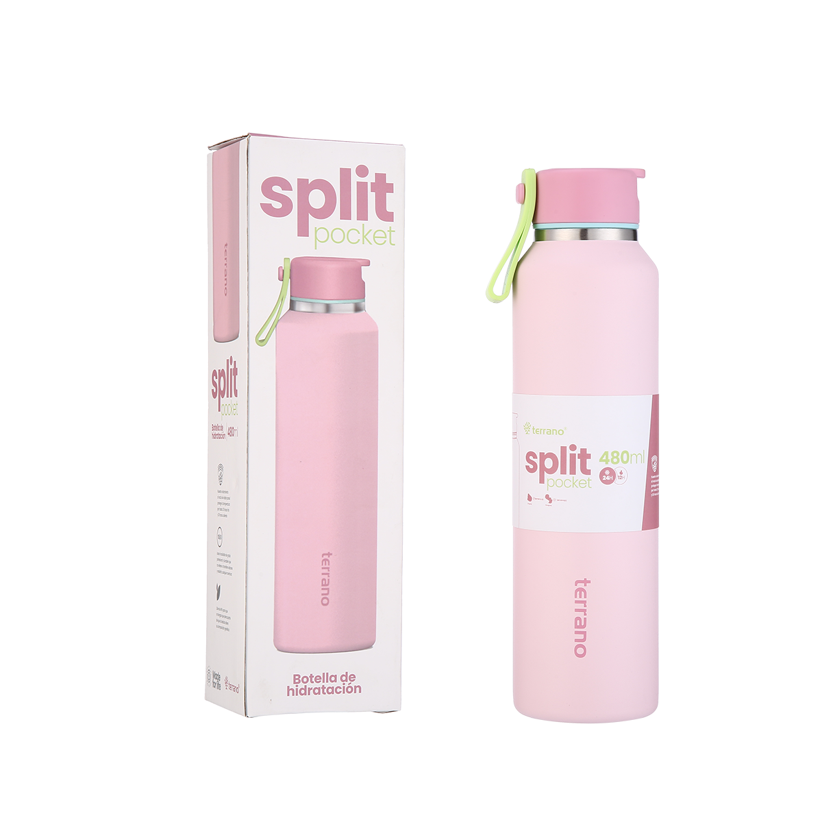 Botella Térmica Split Pocket 480ml - Rosado
