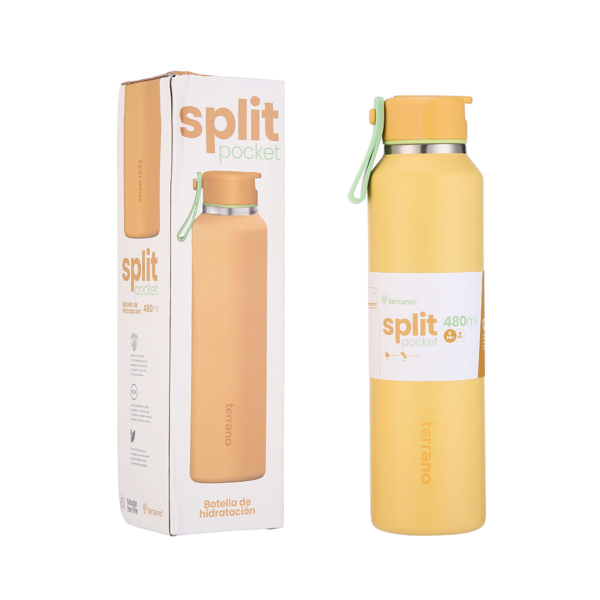 Botella Térmica Split Pocket 480ml - Mostaza
