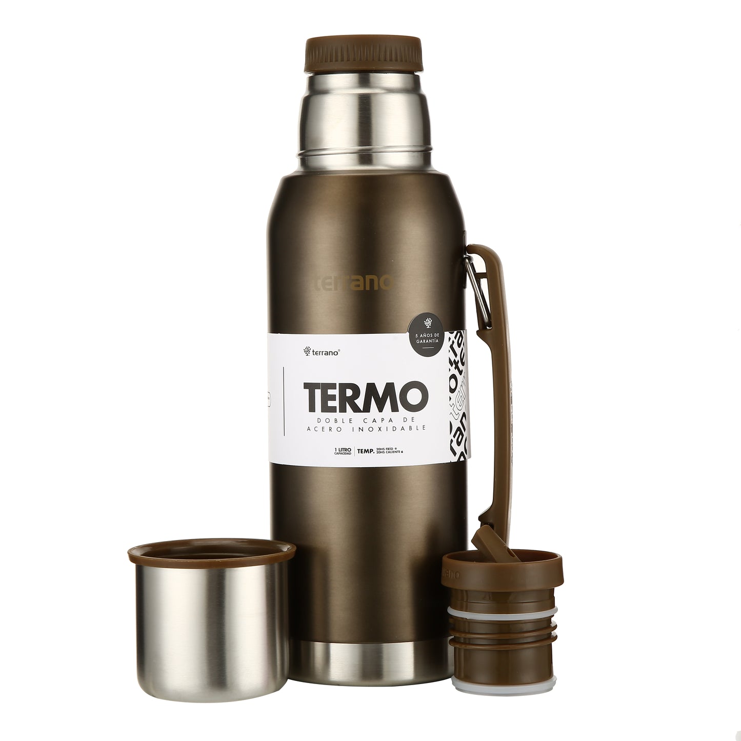 Termo Premium 1Lt. con Manija - Marrón Metalizado