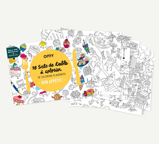 Block individuales colorear x 18 Bon apetit Omy