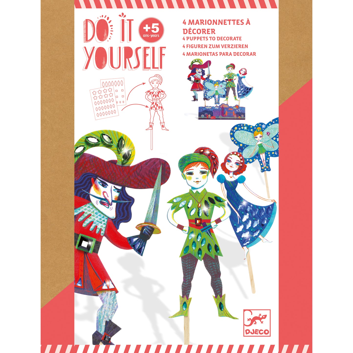 Marionetas x 4 para decorar Peter Pan by Djeco