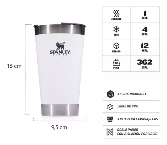 Vaso Cervecero Beer Pint Stanley Acero Inoxidable con Destapador - Polar