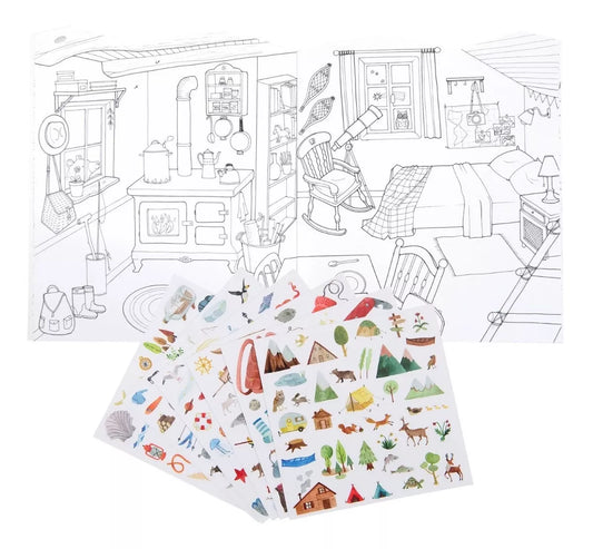 Libro para colorear con stickers Pequeño explorador by Moulin Roty