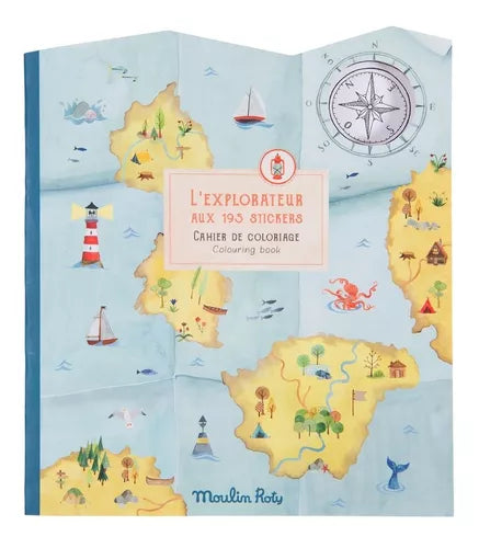 Libro para colorear con stickers Pequeño explorador by Moulin Roty