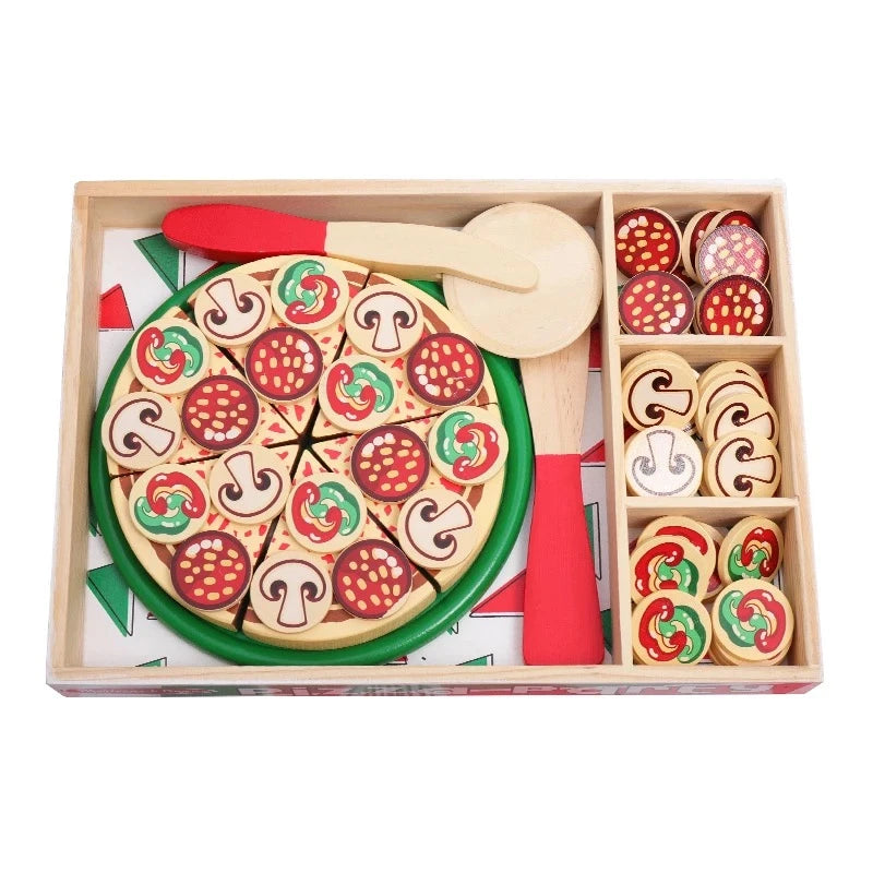 Pizza de madera con gustos