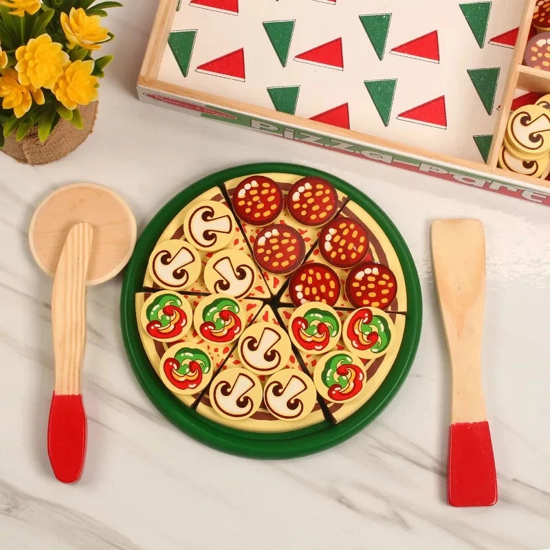Pizza de madera con gustos