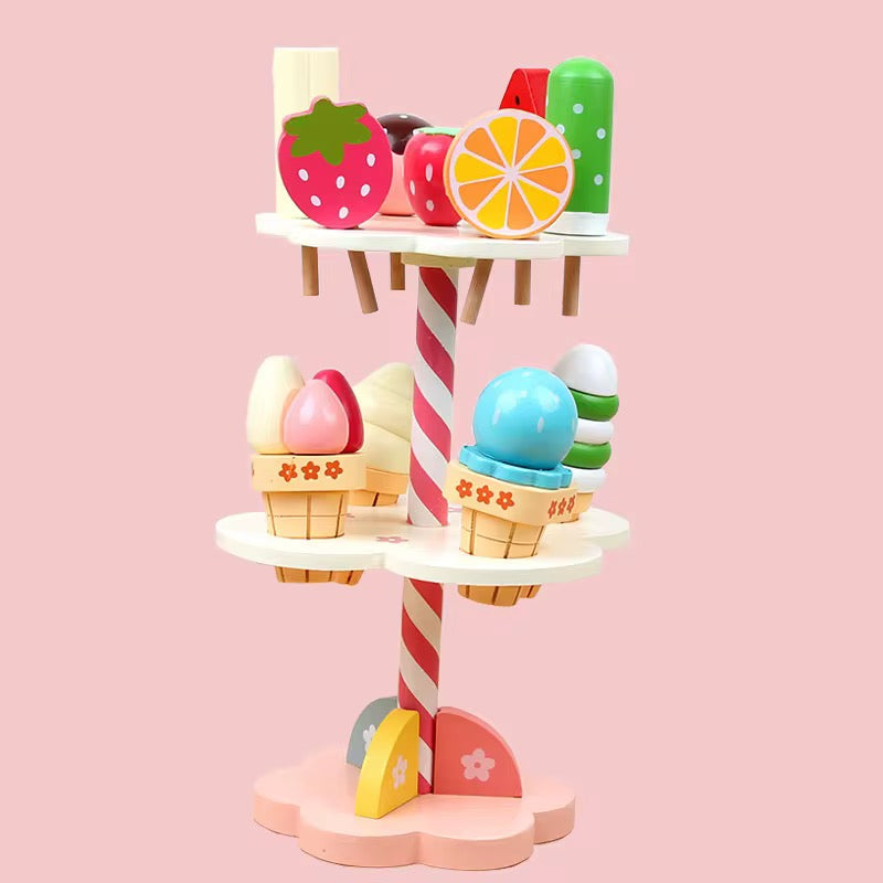 Stand de helados y dulces de madera