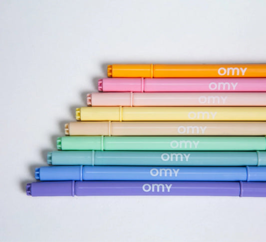 Marcadores pastel doble punta lavables (9 unidades) Omy