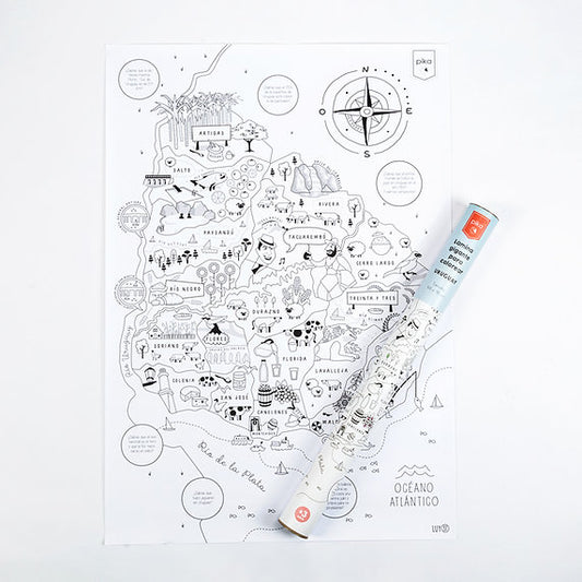 Lámina gigante para colorear mapa Uruguay Pika