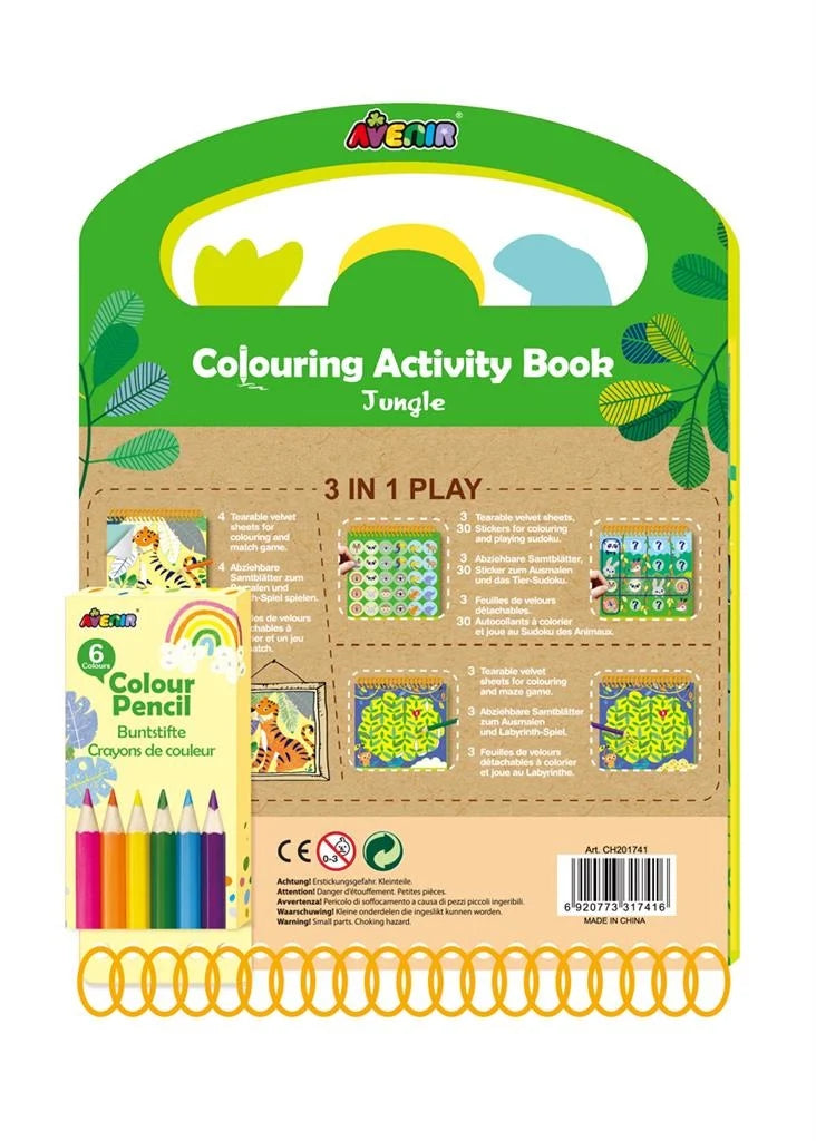 Libro de actividades para colorear con agua jungla Avenir