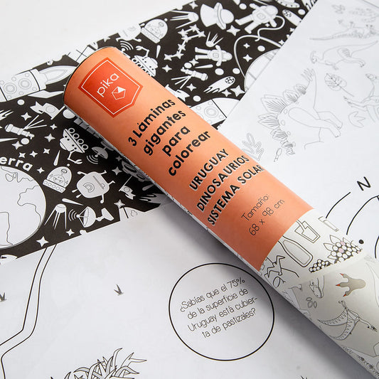 Set 3 láminas para pintar Pika