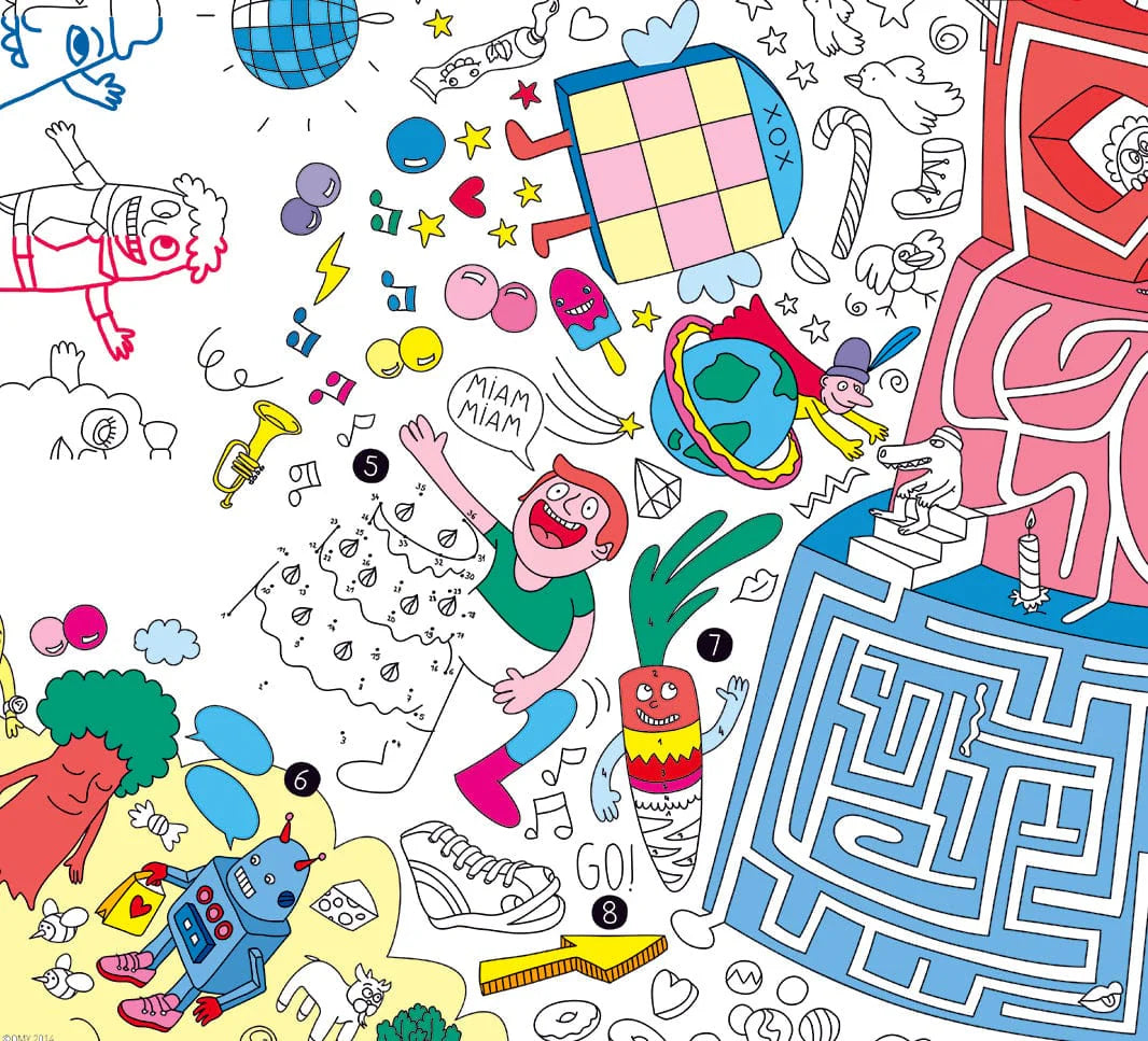 Poster gigante para colorear Juegos + 1 lápiz Omy