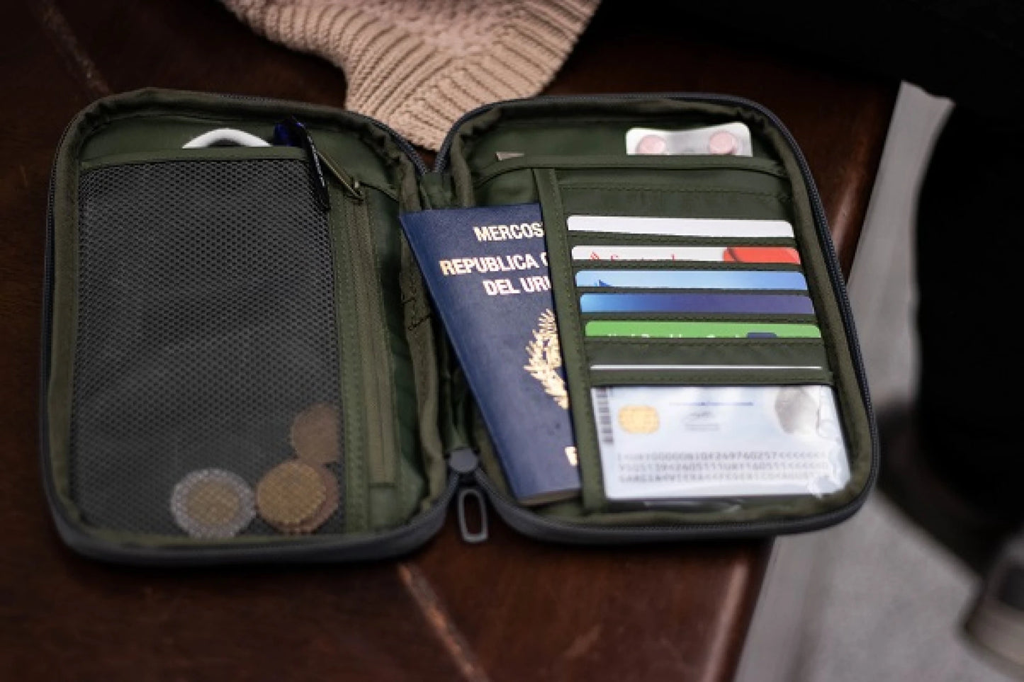 Organizador de Viaje Para Pasaporte Tarjetas Dinero Brio