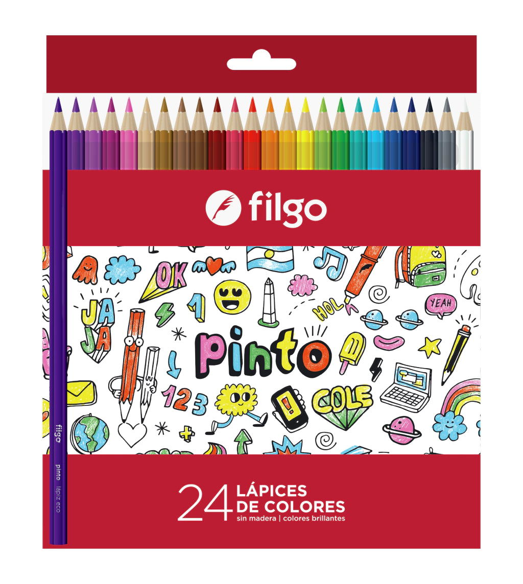 Lápices de colores Pinto Colores Brillantes (x24) Filgo