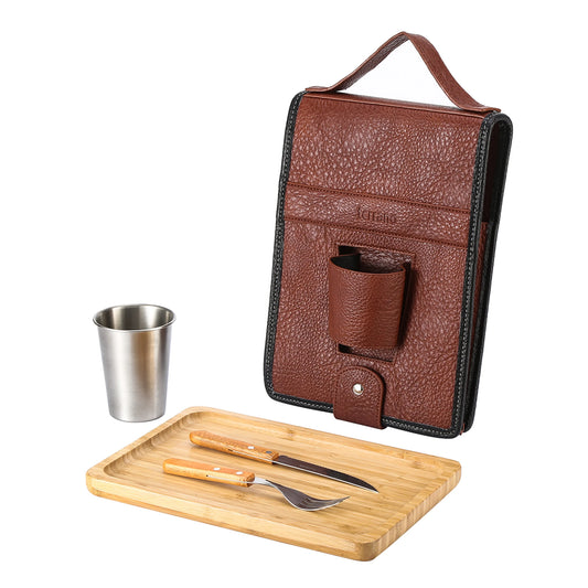 Set Parrilla Asador Con Vaso y Cubiertos Terrano - Marrón