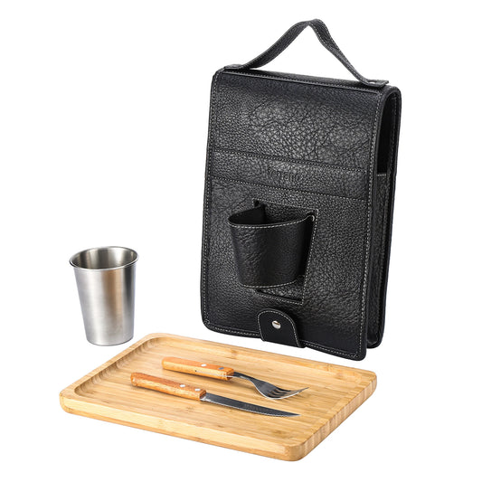 Set Parrilla Asador Con Vaso y Cubiertos Terrano - Negro