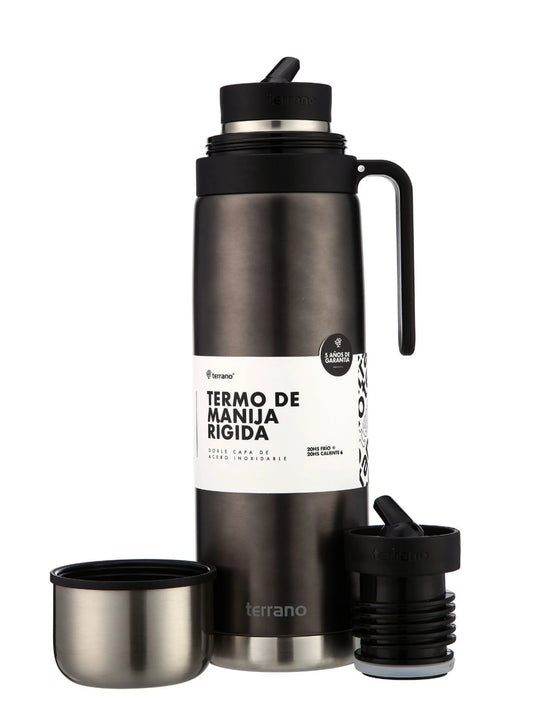 Termo 1Lt. Manija Rígida Premium - Negro Metalizado
