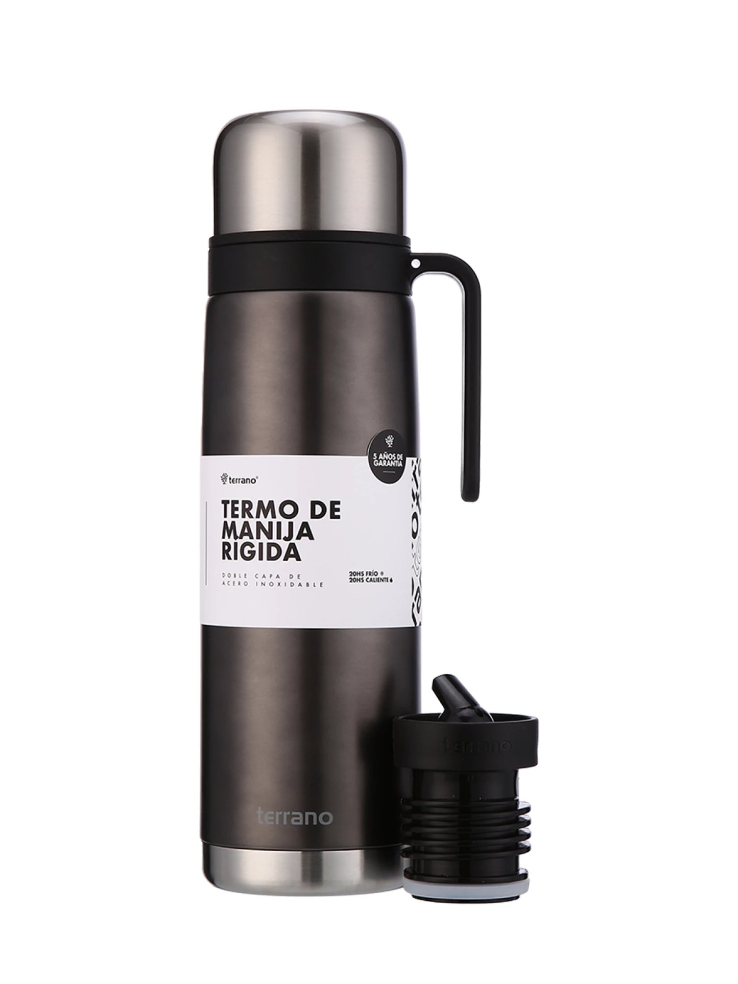 Termo 1Lt. Manija Rígida Premium - Negro Metalizado