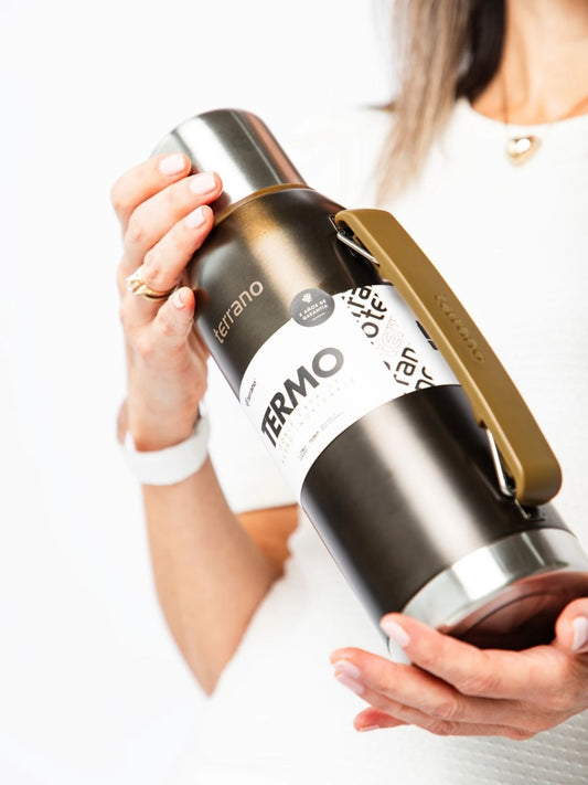 Termo Premium 1Lt. con Manija - Marrón Metalizado