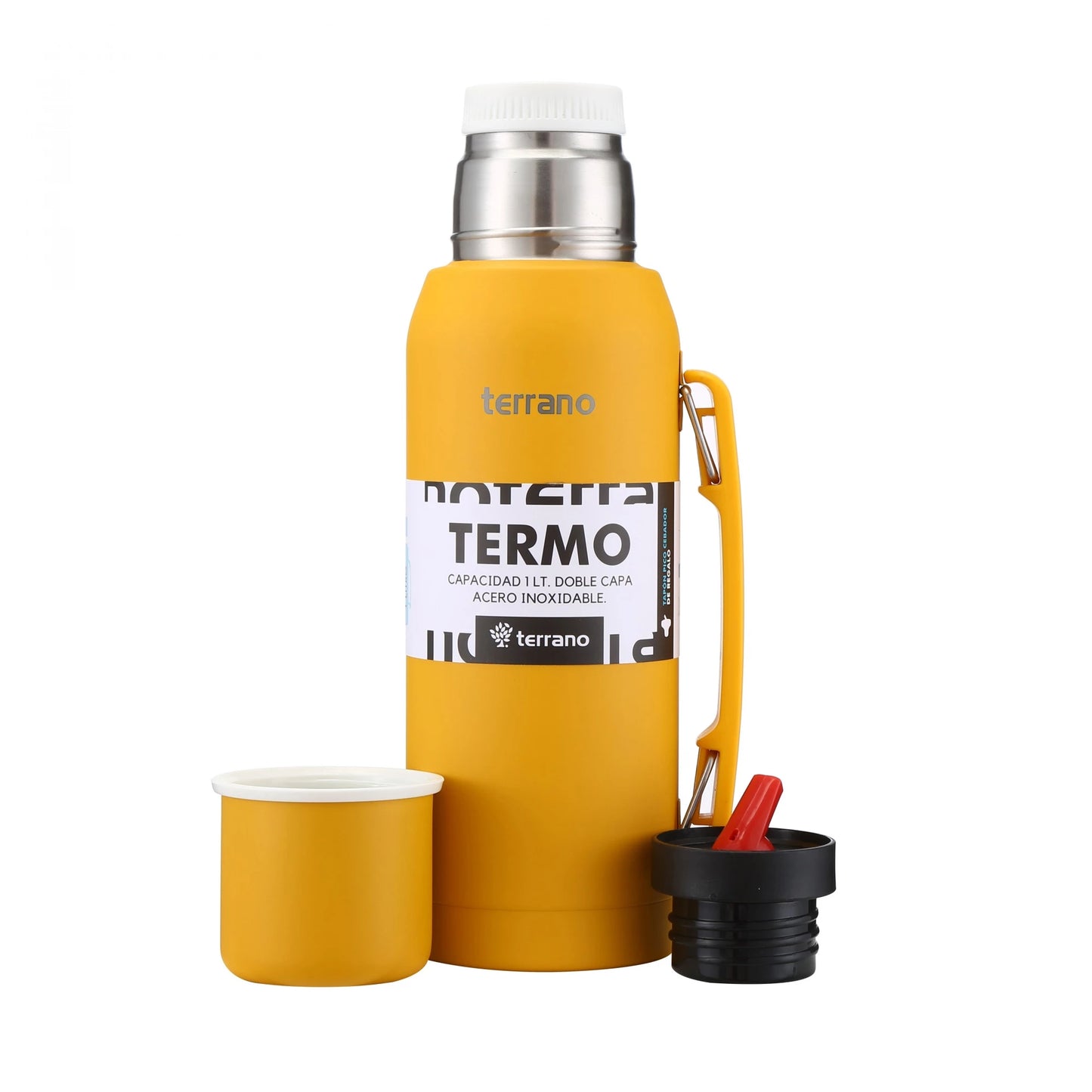 Termo Premium 1Lt. con Manija - Mostaza