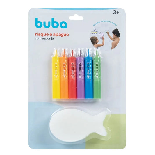 Set de crayolas para baño con esponja Buba