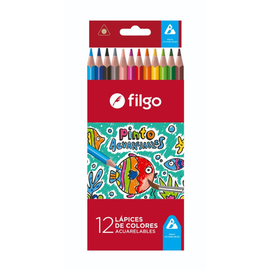 Lápices de colores Pinto Acuarelables (x12) Filgo