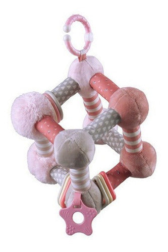Cubo de actividades con mordillo y sonajero rosado Storki