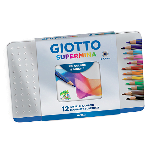Lápices de colores en lata Supermina Giotto (12 colores)