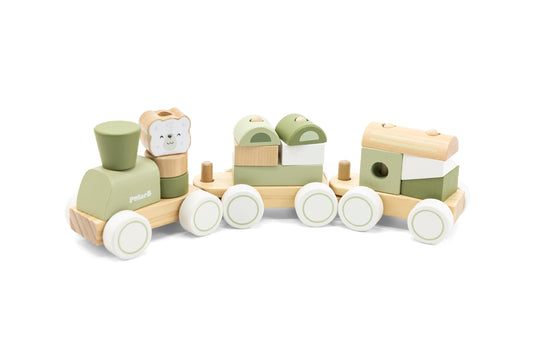 Tren de madera apilable verde PolarB