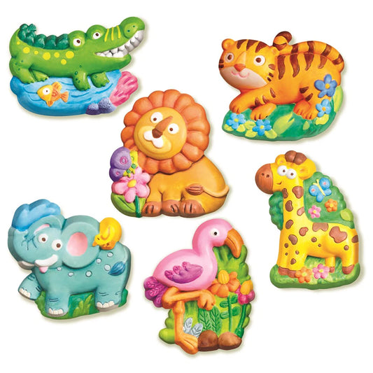 Kit de Arte y Manualidad para Moldear y Pintar Animales de Zoológico magnéticos 4M