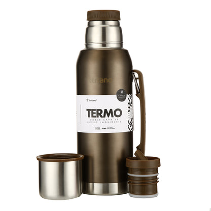 Termo Premium 1Lt. con Manija - Marrón Metalizado