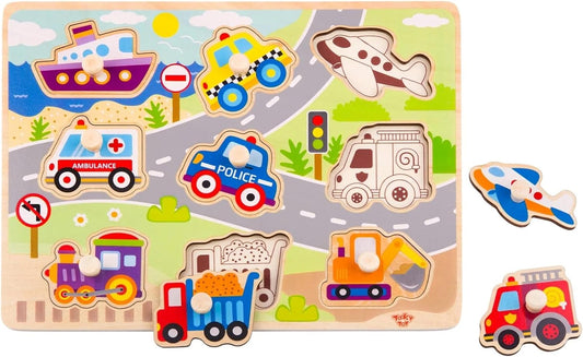 Puzzle madera encastre Vehículos Tooky Toy