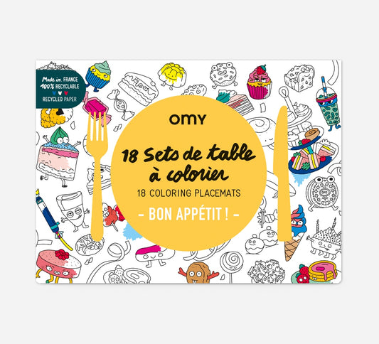 Block individuales colorear x 18 Bon apetit Omy