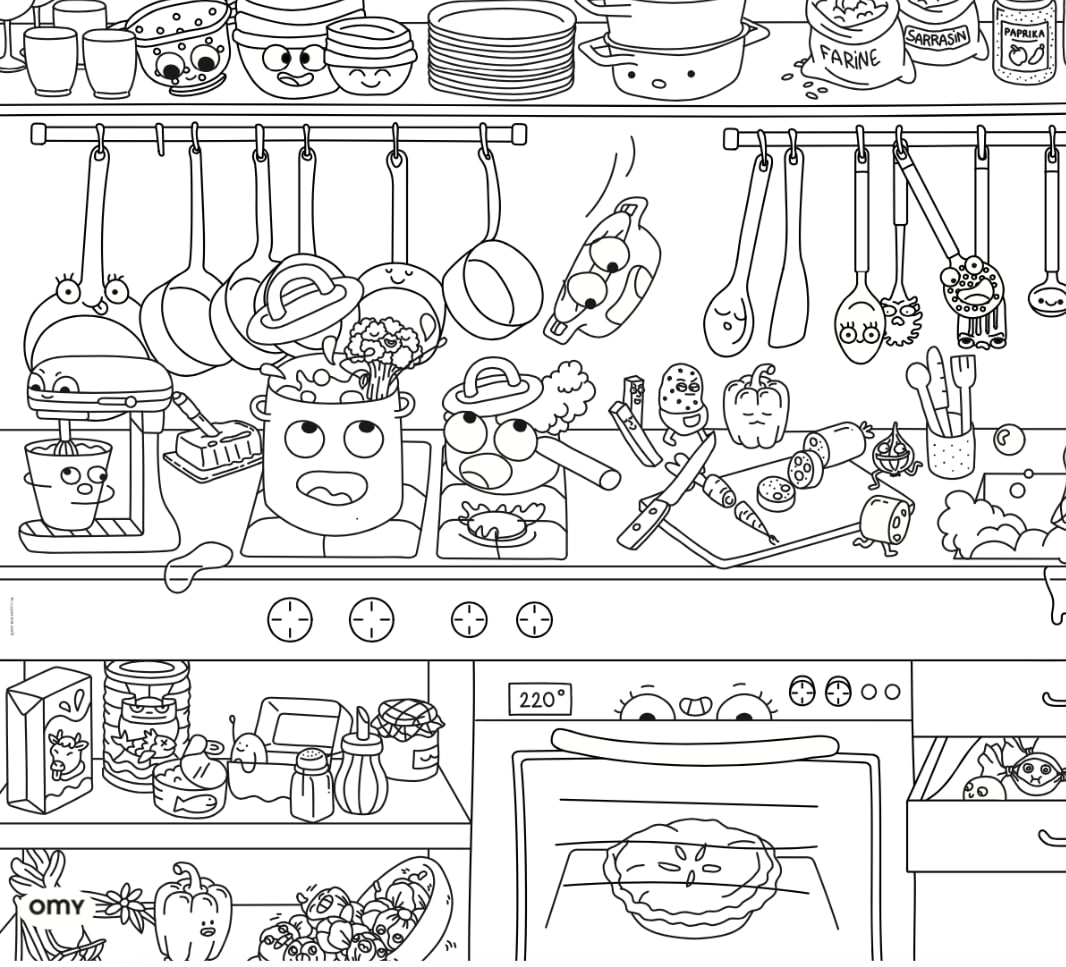 Block individuales colorear x 18 Bon apetit Omy