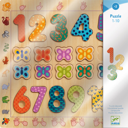 Puzzle números y animales Djeco