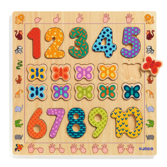 Puzzle números y animales Djeco