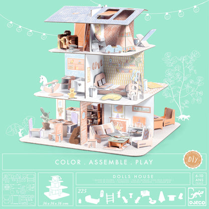 Casa de muñecas para construir y colorear Djeco
