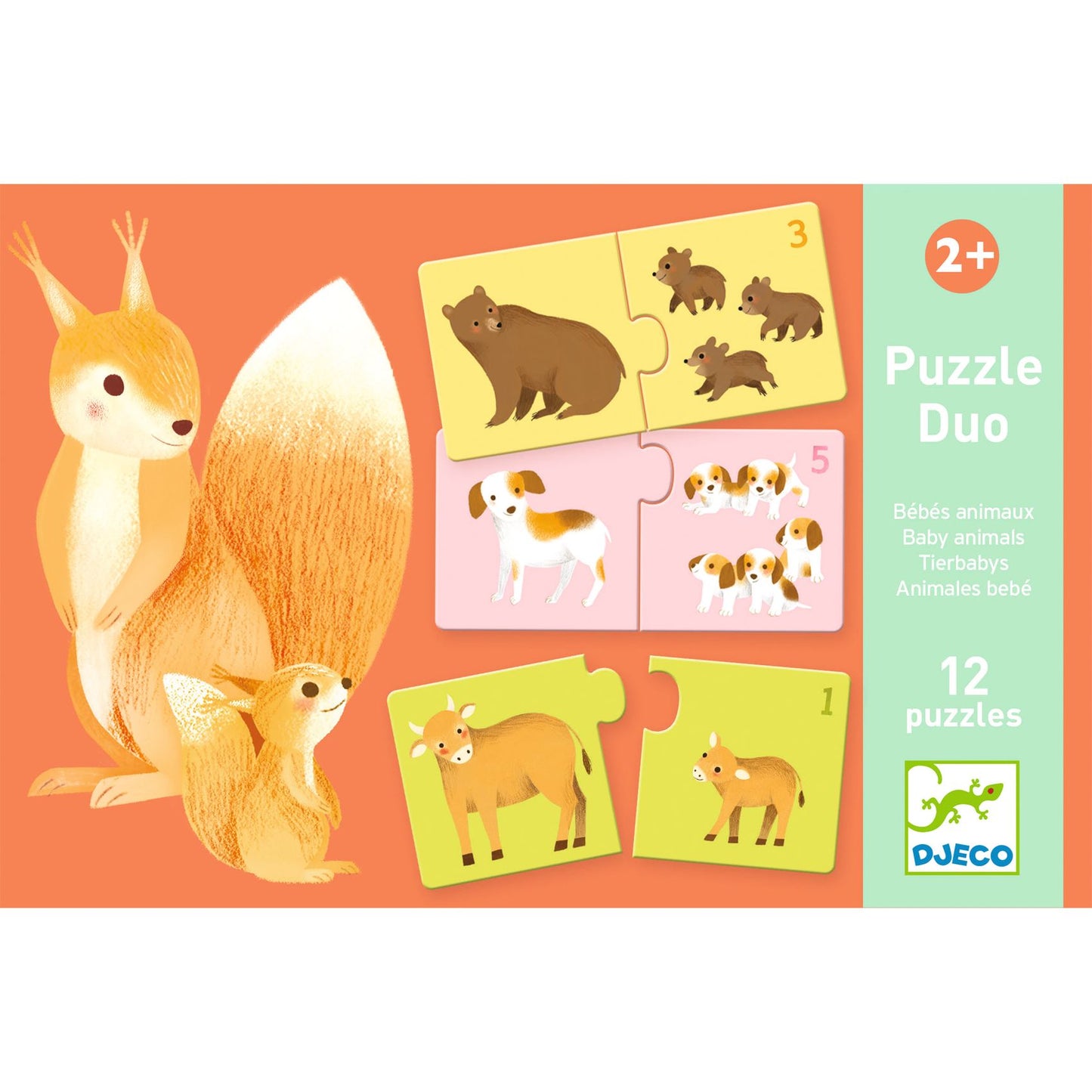 Puzzle duo animales bebes Djeco