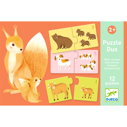 Puzzle duo animales bebes Djeco