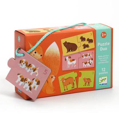 Puzzle duo animales bebes Djeco