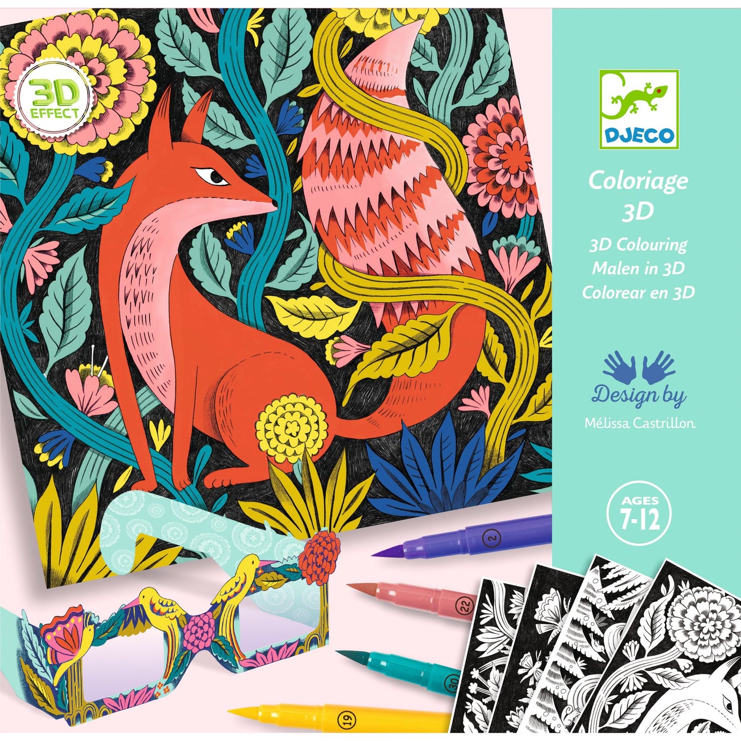 Set manualidades Colorea animales con lentes 3D Djeco