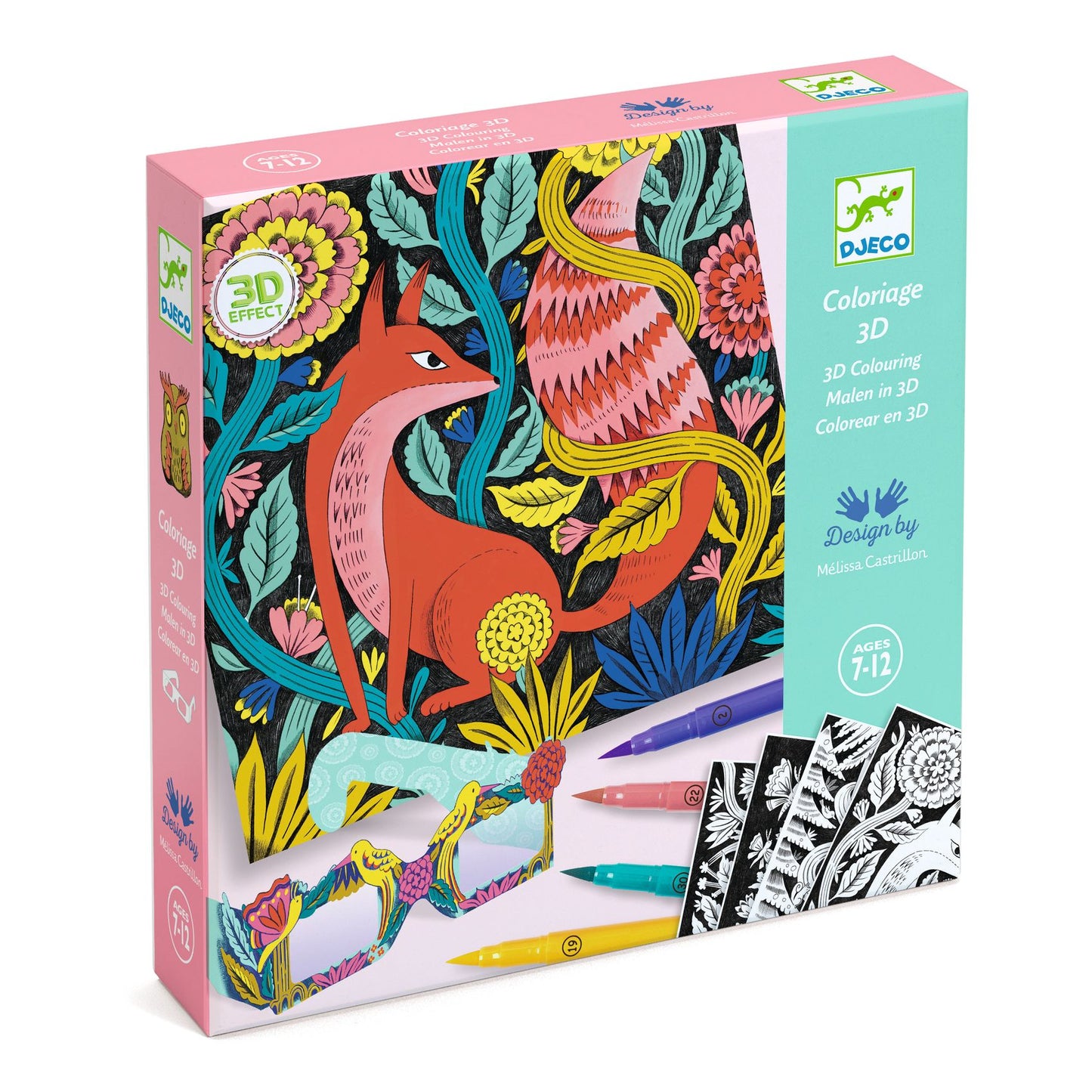 Set manualidades Colorea animales con lentes 3D Djeco