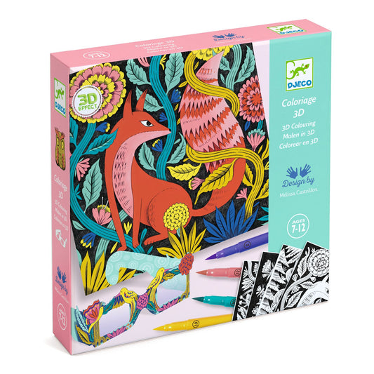 Set manualidades Colorea animales con lentes 3D Djeco