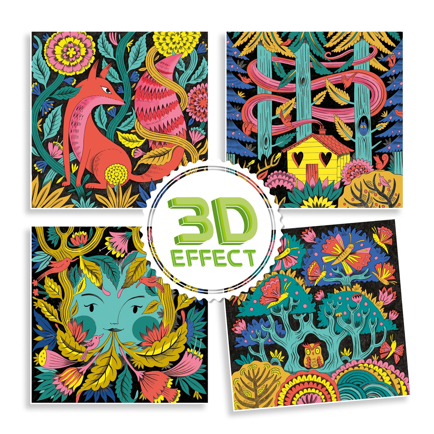 Set manualidades Colorea animales con lentes 3D Djeco