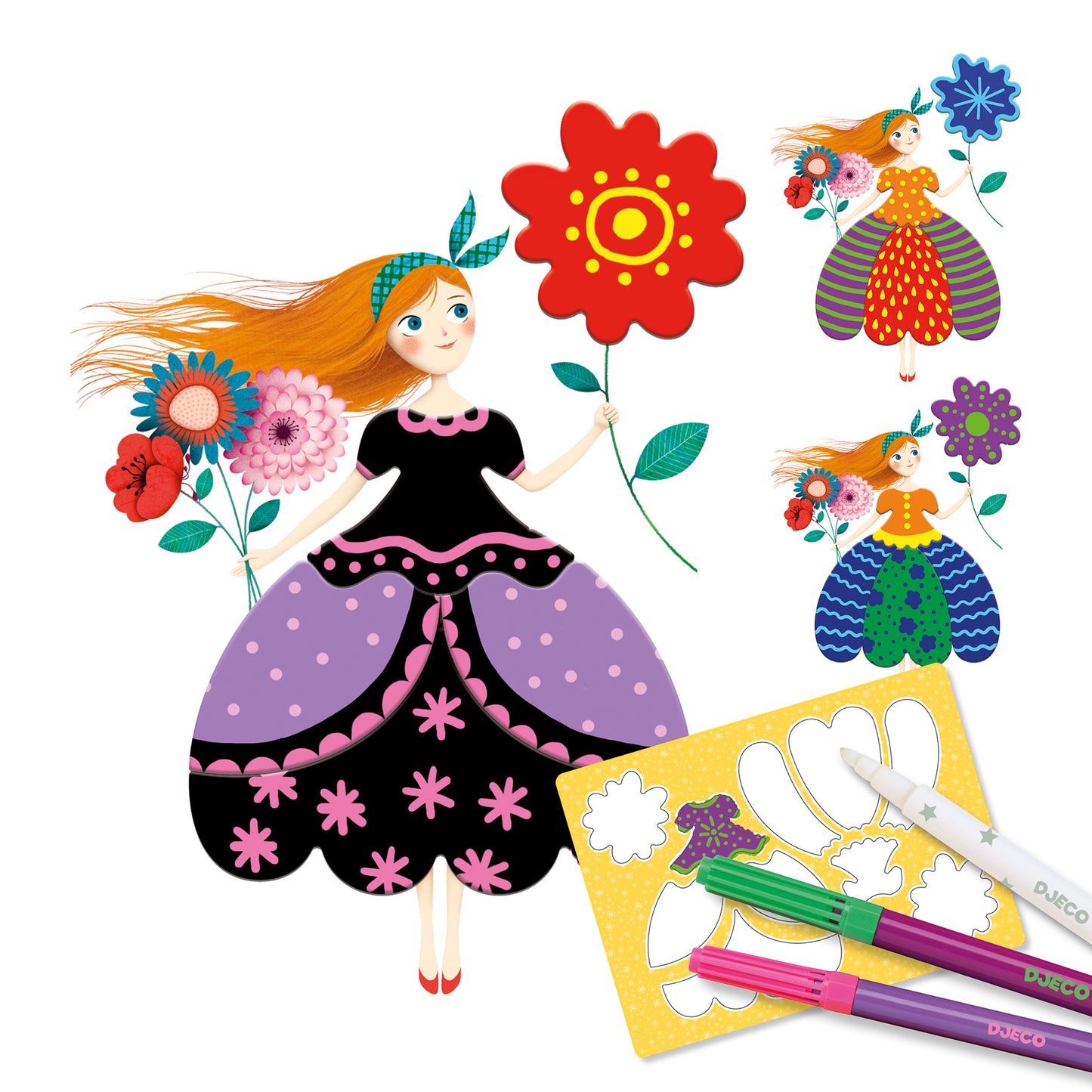 Set manualidades diseña vestidos + rotuladores mágicos Djeco