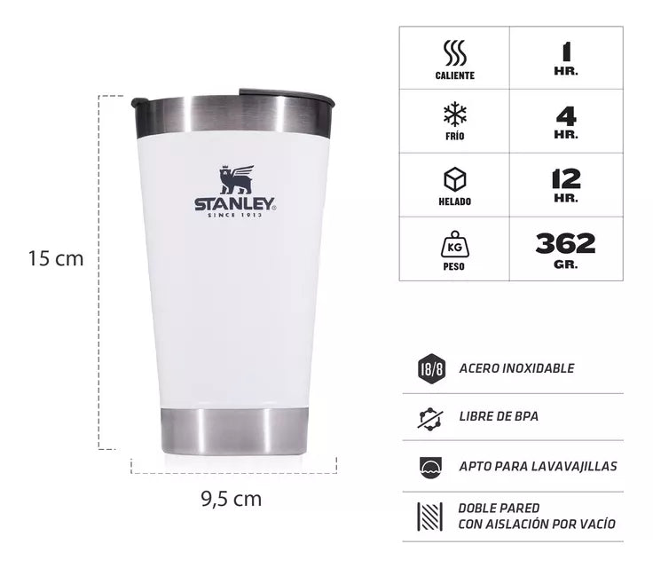 Vaso Cervecero Beer Pint Stanley Acero Inoxidable con Destapador - Polar
